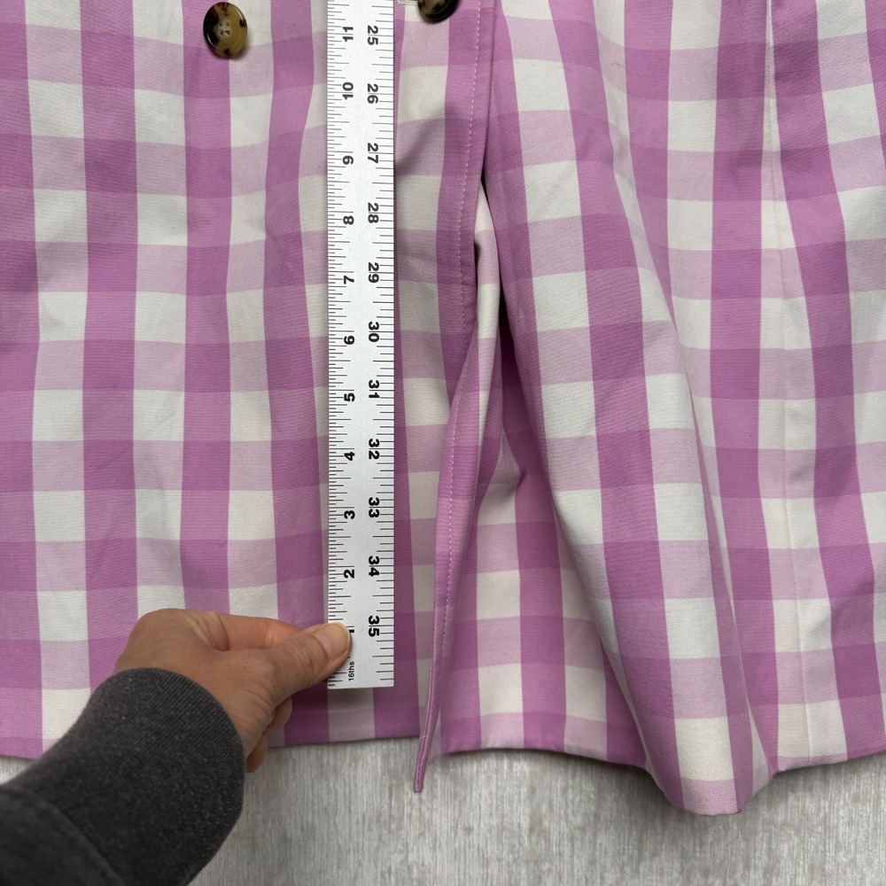 J.Crew Icon Trench Coat Womens 4 Lilac White Gingham Plaid Flirty Cute Party - Picture 16 of 16